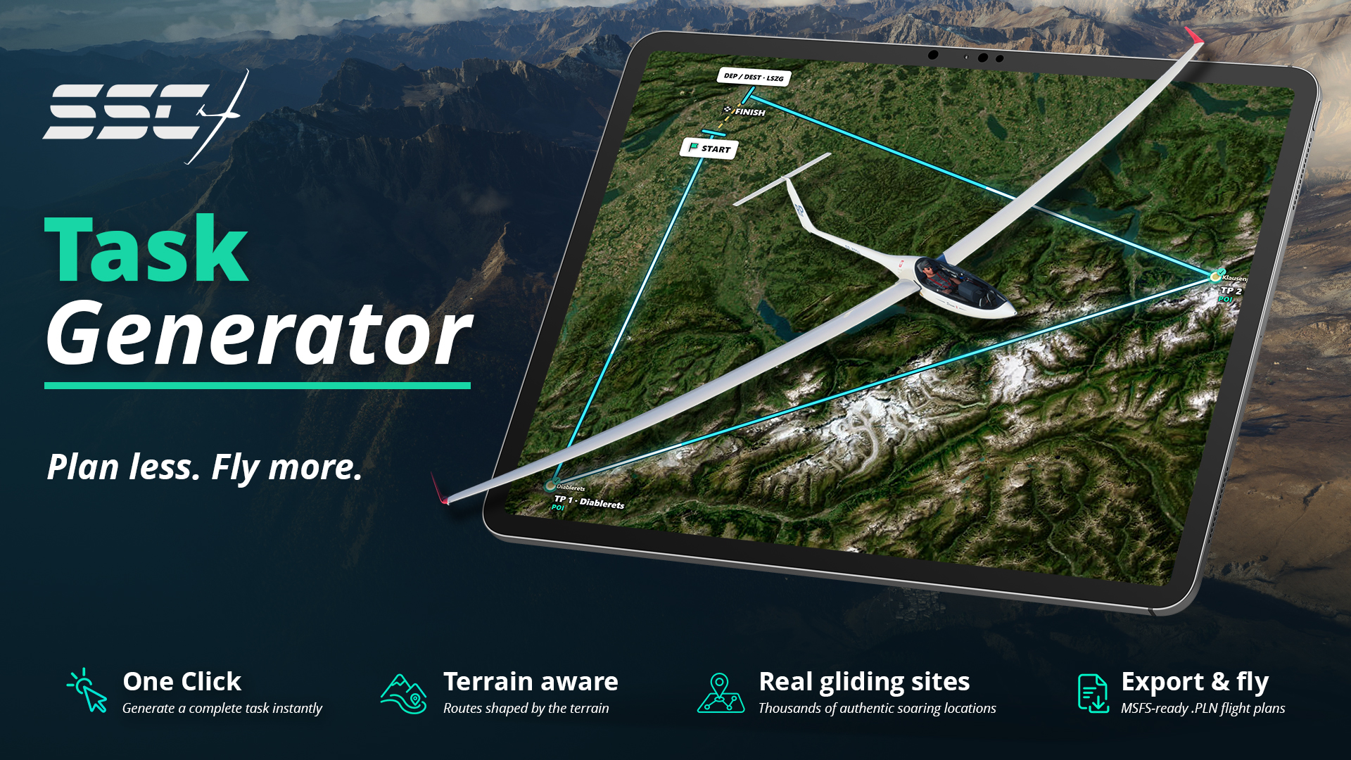 SSC Task Generator: plan less, fly more with terrain-aware gliding routes
